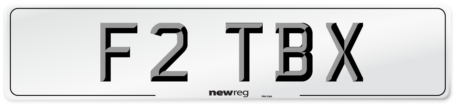 F2 TBX Number Plate from New Reg